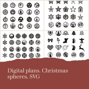 Digitale Pläne. Mehr als hundert Designs von Weihnachtskugeln. SVG. KI
