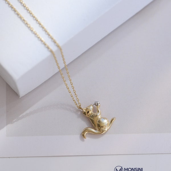 14K Echtes Gold Eichhörnchen Anhänger Charm Halskette,Minimalist Layering Kette, TierLiebe Schmuck, Geburtstagsgeschenk, Abschluss Geschenk Freundschaftsgeschenk