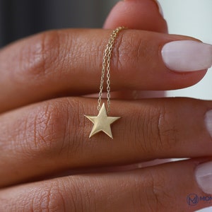 14K Real Solid Gold Star Delicate Dainty Pendant Charm Simple Necklace for Women And Girls Valentine's Day Friendship Mother's Day Gift