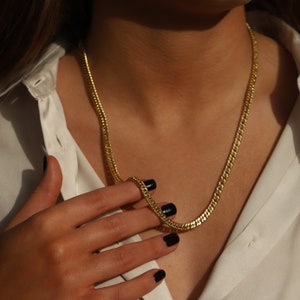 5mm 14k Gold Cut Cuban Link Curb Chain Braided Herringbone Vintage Necklace For Women Men Monsini Jewelry Gift Valentine&#39;s Day Birthday Gift