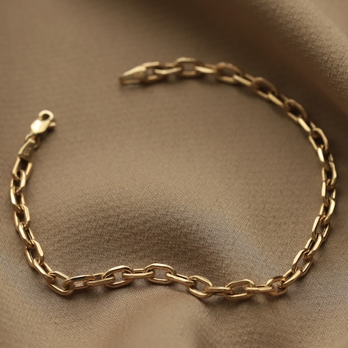14K Gold Paperclip Bracelet/bold Link/ Staple Chain/rectangle Etsy
