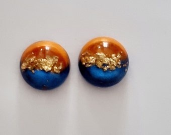 Orange & Navy Earrings with Gold Leaf Stud Earrings Florida Gator's  Christmas gift