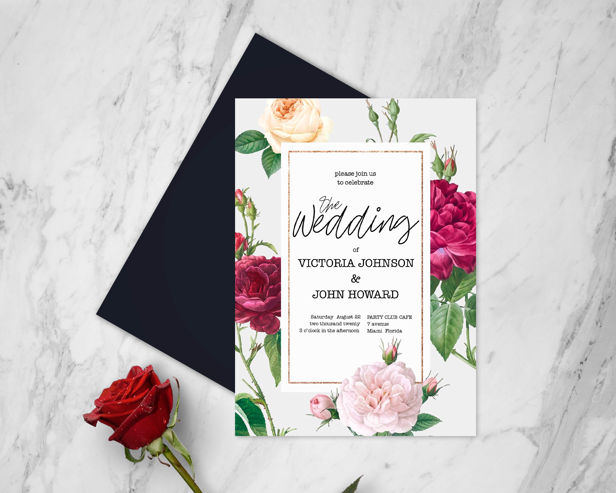 Floral Wedding Invitation Templates Printable Wedding Etsy Floral Wedding Invitation Templates Printable Wedding Etsy