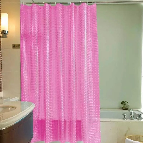 Pink Shower Curtains- Pink- Room Decor- Shower Curtains- Curtain- Shower Curtain- Unique Decor- Hooks- Bathroom Decor- Vintage- Hot Pink