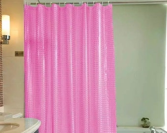 Pink Shower Curtains- Pink- Room Decor- Shower Curtains- Curtain- Shower Curtain- Unique Decor- Hooks- Bathroom Decor- Vintage- Hot Pink