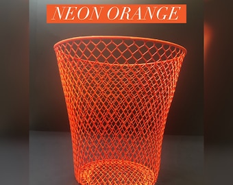 Neon Orange Trash Can- Neon Home Decor- UV- Room Decor- Halloween Decor- Office Decor- Black Light- Halloween Home Decor- Home Office Decor