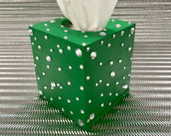 Green & Silver Bling Tissue Box Cover- Decoración de escritorio- Decoración de oficina- Jade- Decoración de baño- Accesorios de escritorio de oficina- Escritorio de oficina- Suministros de oficina