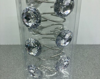Ganchos para cortina de ducha de cristal plateado - Cortinas de ducha - Ganchos - Decoración para dormitorios universitarios - Decoración de baños - Accesorios de baño - Decoración única - Cortina