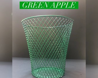 Green Painted Trash Can- Bathroom Decor- Desk Accessories- Office Decor- Room Decor- Office Supplies- Cute Office Supplies-Home Office Decor