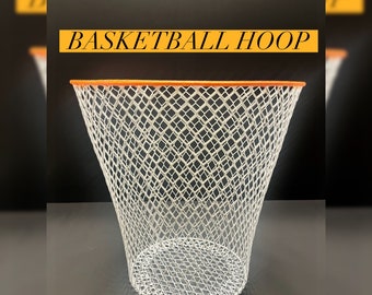 Basketball Hoop Painted Trash Can- Orange Basketball- Basketball SVG- Classroom Decor- Orange Decor- Orange- Bathroom Decor- Office Decor