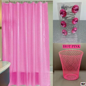 Set da bagno rosa shocking - Regali di inaugurazione della casa - Tende da doccia rosa - Ganci da doccia - Decorazioni per il bagno - Decorazioni per la camera del dormitorio - Regali per lei - Decorazioni uniche