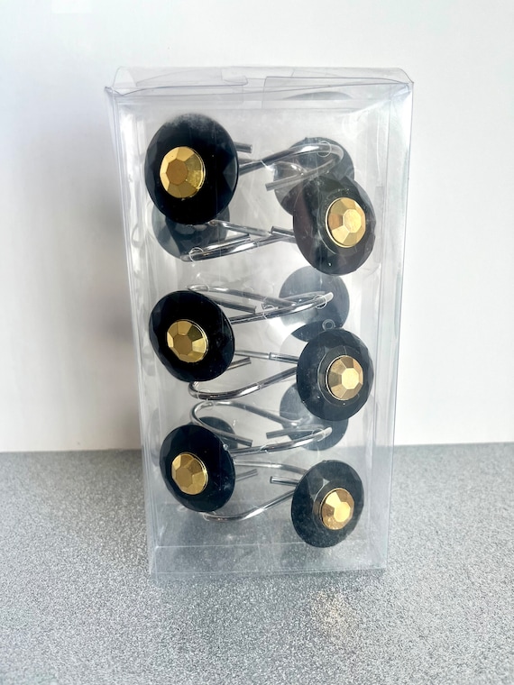Set Da 12 Ganci Per Tenda Doccia In Metallo Nero Opaco - Design Moderno A Sfera, Antiruggine E Scorrevoli - 4