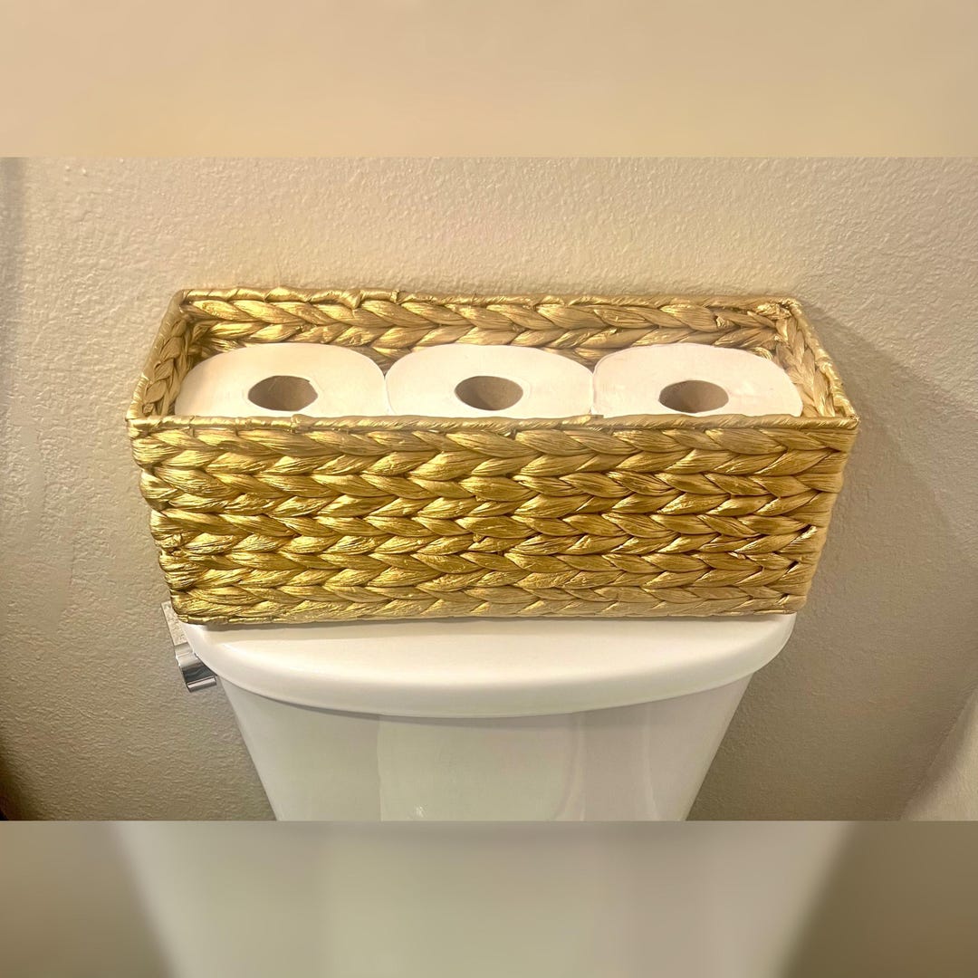 Gold Boho Toilet Tank Basket Tray- Gold Decor- Toilet Tank Tray ...