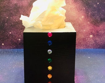 Chakra Colors Tissue Box Cover- Chakra Stones- Desk Decor- Purple Gifts- Office Decor- Therapy Office Decor- Badkamer Decor- Office Desk- 3D