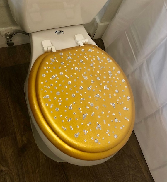 Gold & Silver Bling Hand Painted Custom Toilet Seat- Bathroom