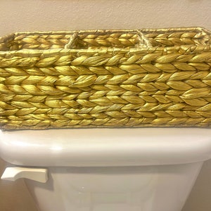 Gold Boho Toilet Tank Basket Tray Gold Decor Toilet Tank Tray Bathroom ...