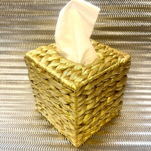 Cubierta de caja de pañuelos de oro Boho- Decoración de oro- Decoración de Boho-