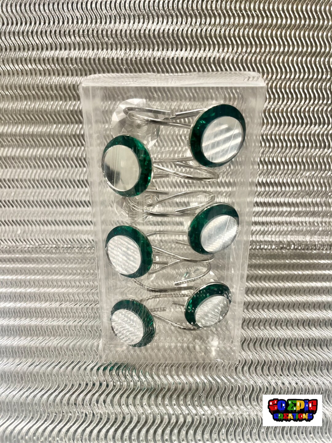 Green & Round Mirrors Shower Curtain Hooks- Shower Curtains- Hooks ...