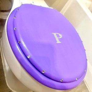 Personalized Name Toilet Seat- Purple & Silver Hand Painted Toilet Seat- Personalized Gifts- Family Gifts- Purple Gifts- Wedding Gifts