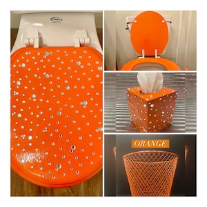 Orange Boho Bathroom Vanity Set- Custom Toilet Seat- Boho Decor- Sun- Bathroom Decor- Bathroom Set- Personalized Gifts- Room Decor