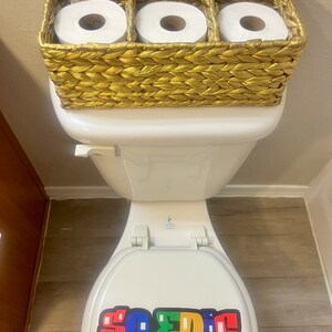 Gold Boho Toilet Tank Basket Tray Gold Decor Toilet Tank Tray Bathroom ...