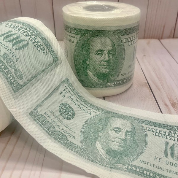 100 One Hundred Dollar Bill Benjamin Franklin Toilet Paper- Prop Money- Funny Gift- Gifts for Him- Gag Gifts- Birthday Gift for Him- Vintage