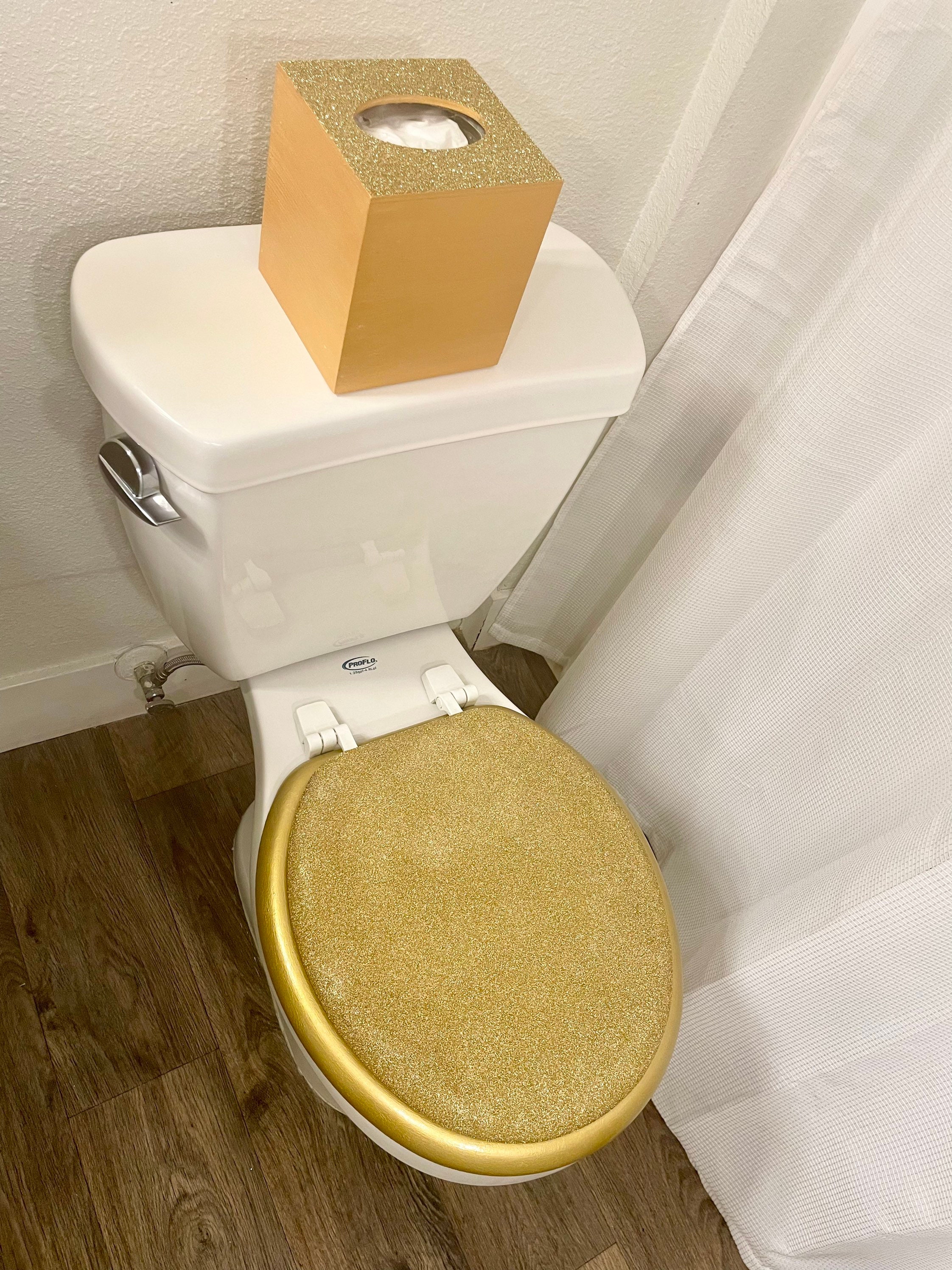 Vulkaan Retentie Farmacologie 14k Gold & Glitter Hand Painted Toilet Seat Set - Etsy Nederland