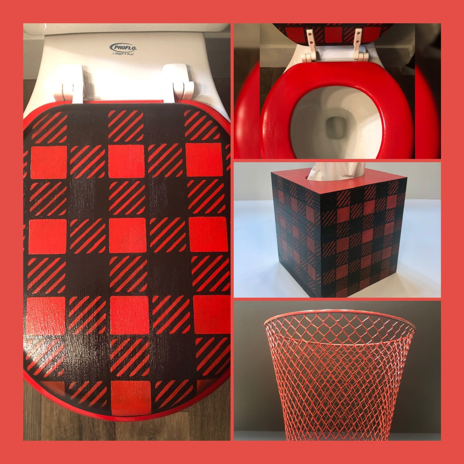 So Plaid Red Toilet Seat | Etsy