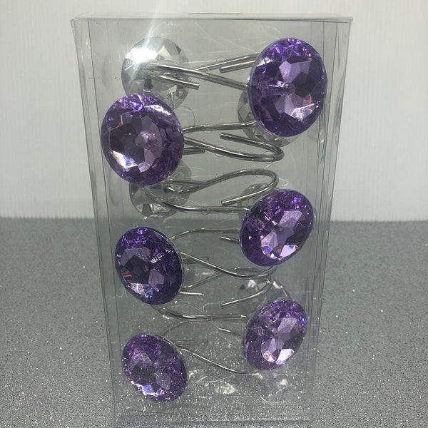 Purple Crystal Shower Curtain Hooks- Purple Gifts- Purple Decor Lavender-Dorm Room Decor- Shower Curtains- Bathroom Decor- Unique Decor