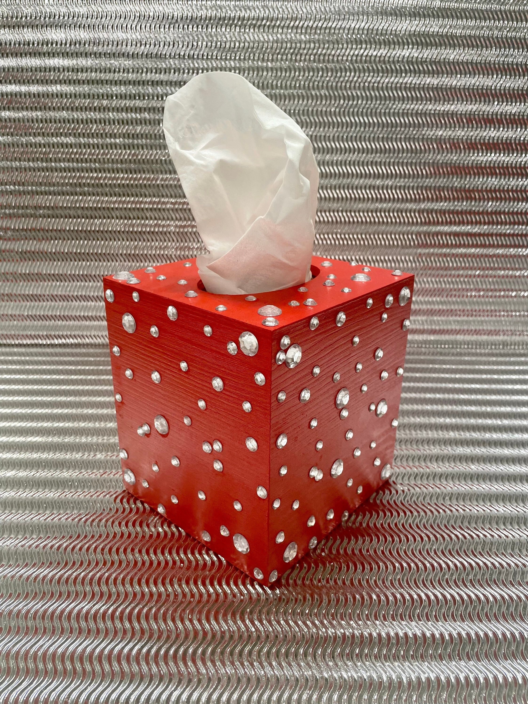 Red & Silver Bling Tissue Box Cover Office Decor Desk Decor - Etsy