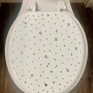 White & Silver Bling Custom Toilet Seat- Minimalist- Wedding Gifts- Bridesmaid Gifts- Personalized Gifts- Bathroom Decor- Family Gifts