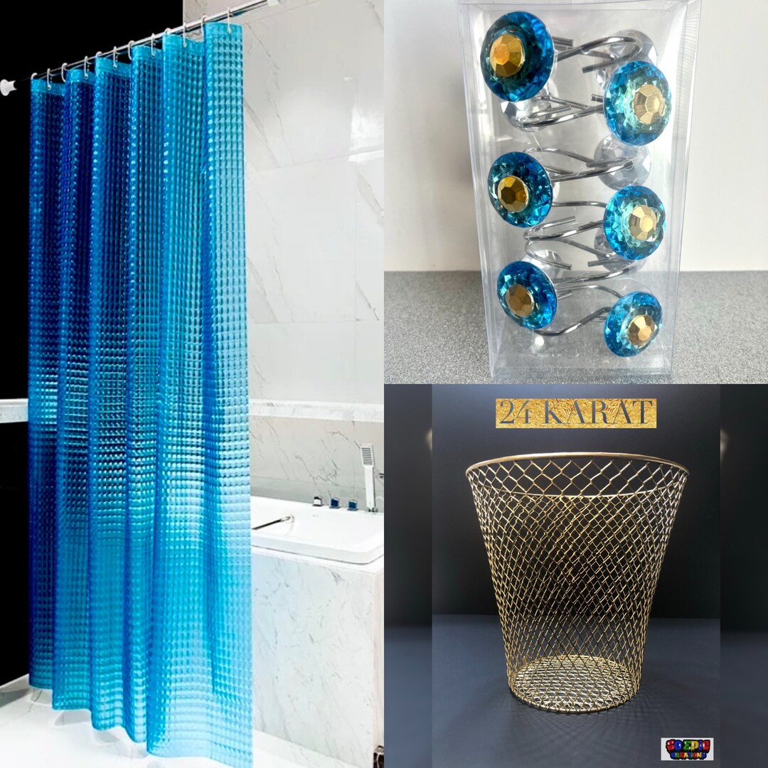 Blue & Gold Bathroom Set Housewarming Gifts Ocean Blue Etsy