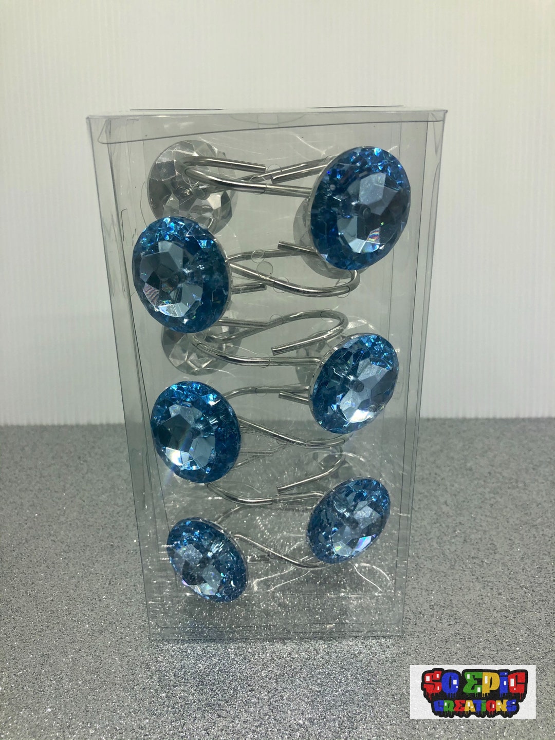 Blue Boho Shower Curtain Hooks- Shower Curtains- Hooks- Beach Bathroom ...