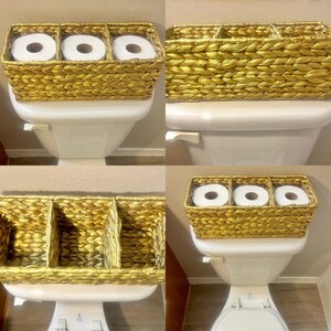 Gold Boho Toilet Tank Basket Tray Gold Decor Toilet Tank Tray Bathroom ...
