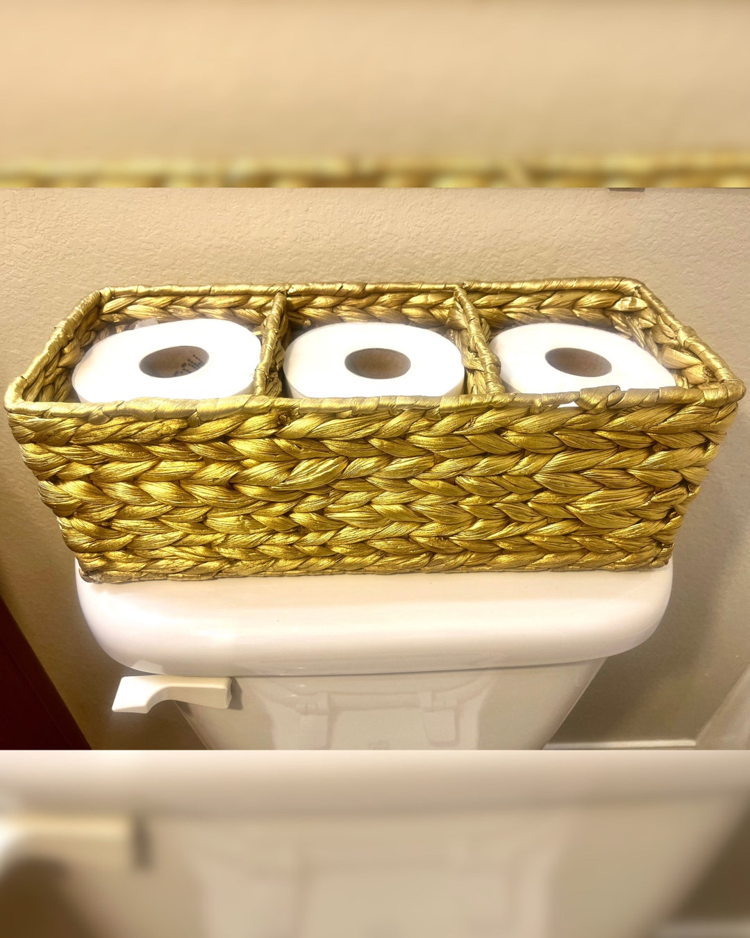 Gold Boho Toilet Tank Basket Tray Gold Decor Toilet Tank Tray Bathroom