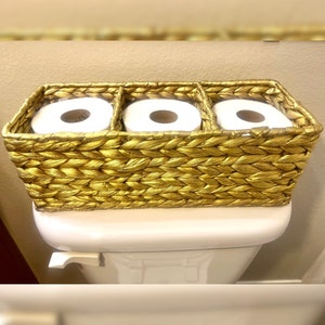 Gold Boho Toilet Tank Basket Tray Gold Decor Toilet Tank Tray Bathroom Vanity Tray Bathroom ...