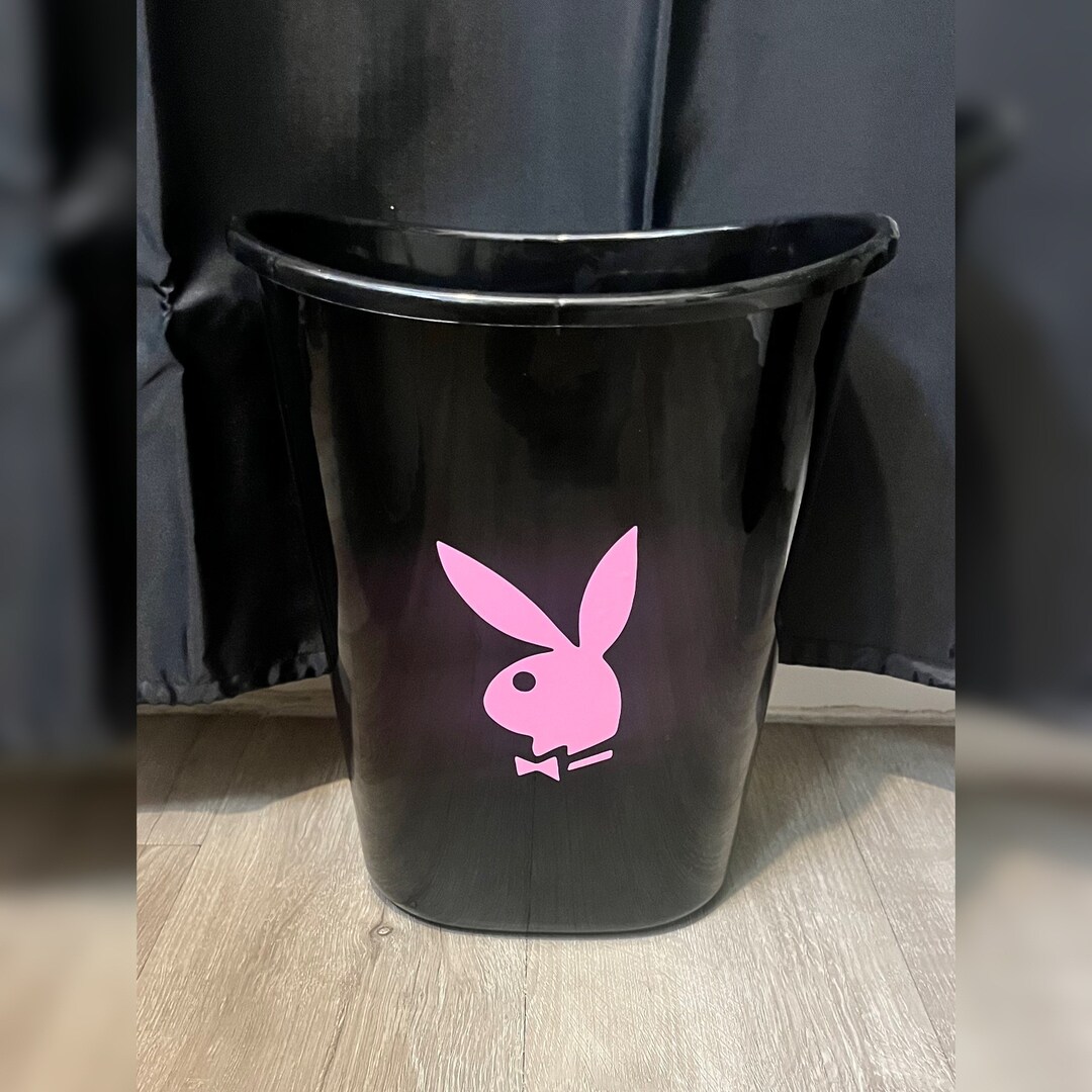 Pink Player Bunny Rabbit Trash Can Hot Pink Bathroom Decor Office Decor