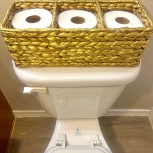 Gold Boho Toilet Tank Basket Tray Gold Decor Toilet Tank Tray Bathroom ...