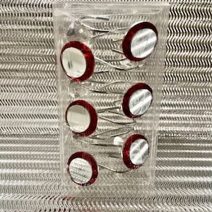 Red & Round Mirrors Shower Curtain Hooks- Shower Curtains- Hooks- Mirrors- Bathroom Decor- Dorm Room Decor- Bathroom Accessories