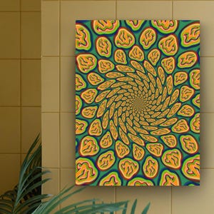 Smiley Face Trippy Optical Illusion DIGITAL PRINT | Instant Download | Psychedelic Wall Art | Hypnotic Spiral Pattern | Vibrant Home Decor