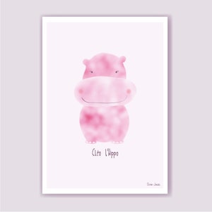 CARTEL HIPOPÓTAMO ROSA A3 y A4