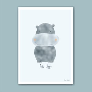 CARTEL HIPOPÓTAMO GRIS A3 y A4