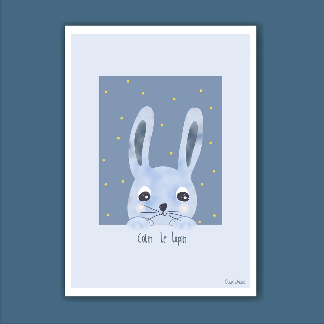 A3 and A4 POSTER BLUE RABBIT - Etsy