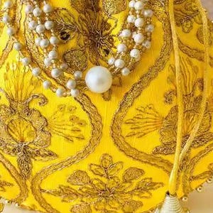 Borse potli da sposa / Borsa ricamata in velluto / Borsa da sera con coulisse / Borsa Lehenga / Borsa potli da matrimonio indiana favore di massa / Borsa Jhula