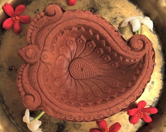 Diwali diya | 5 Stück packung von Clay Terracotta Diyas | Handgefertigte Diya Lampe in Großer Größe