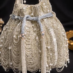 Beaded Tassel Potli Bag | Handmade embroidered luxury Indian Wedding bag |