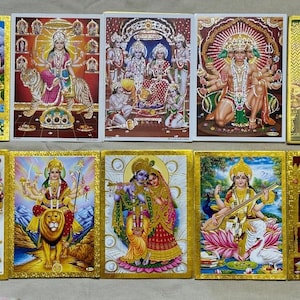 10 divinità indù stampa 7x5 pollici-Kali Shiva Ganesha Karthikey Lakshmi Saraswati Krishna Tirupathi Balaji Ram Darbar & Panchmukhi Hanuman