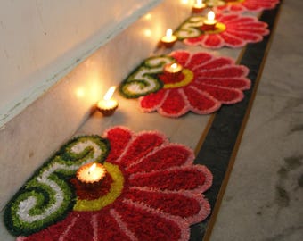 Diwali Rangoli Mat | Rangoli for Diwali | Rangoli flower | Diwali Decoration For Door  | Reusable Rangoli Mats |  Large Rangoli