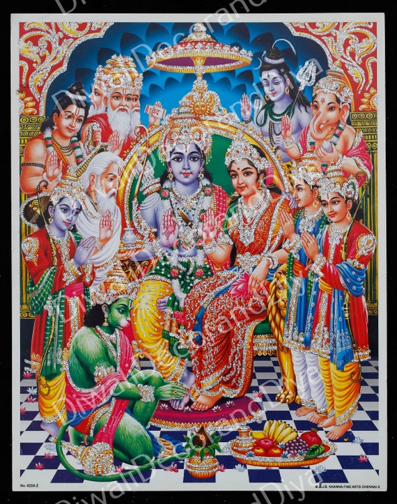 Shri Ram Darbar VINTAGE PRINT 11 X Inch. Indian Home - Etsy Ireland Shri Ram Darbar VINTAGE PRINT 11 X Inch. Indian Home - Etsy Ireland