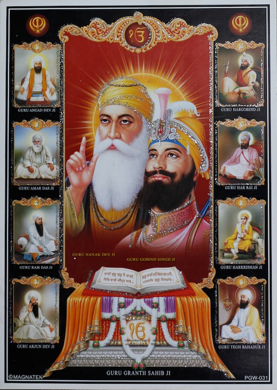 Guru Nanak Dev Ji and Dus Guru Saheban Digital Print - Etsy Ireland
